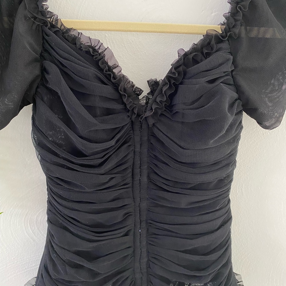 Vintage black mesh back lace up top - Picture 8 of 10